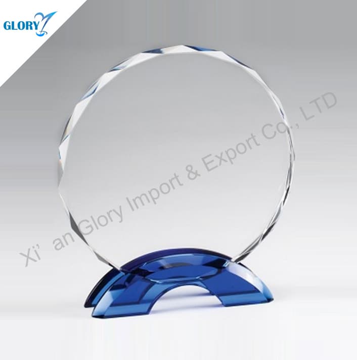 Custom Round Crystal Trophy Award with Colorful Base